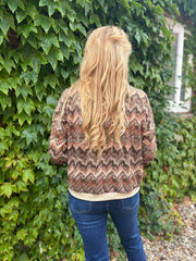 Mocha Zig Zag Shimmer Jacket Fern