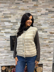 Stone Stripe Knitted Waistcoat Emily