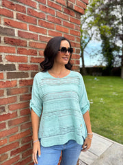Mint Lace Stripe Top India