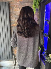 Black Shimmer Brooch Top Indy