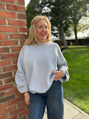 Grey Oversized Pleat Detail Sweatshirt Roxy