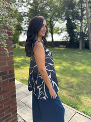 Navy Abstract Swirl Vest Isabella