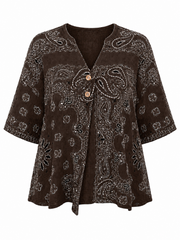 Chocolate Paisley Bubble Cotton Top Quinley
