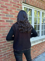 Black Leopard Trim Waistcoat Rhea