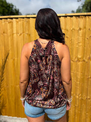 Chocolate Paisley Halter Neck Top Jessie