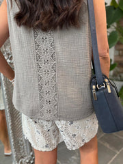 Mocha Sleeveless Bubble Cotton Top Jean