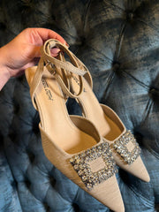 Stone Embellished Kitten Heel