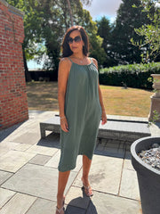 Khaki Bubble Cotton Dress Athena