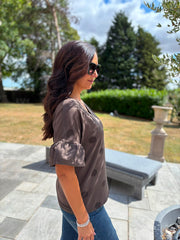 Chocolate Polka Dot Top Amber
