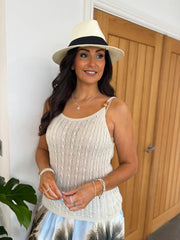 Stone Beaded Strap Knit Vest Belle
