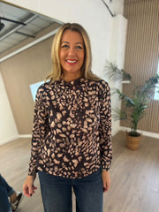 Black Animal Print Top Carmen