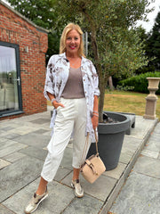 White Brushed Print Blouse Farrah