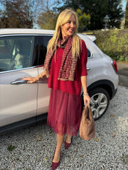 Wine Half Mesh Slip Olivia