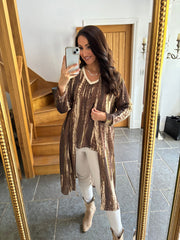 Green Brushstroke Shimmer Cardigan Freya