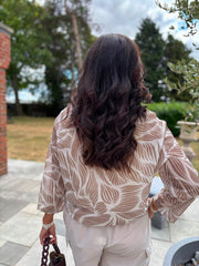 Mocha Abstract Leaf Blouse Hailey