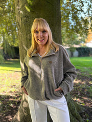 Grey Soft Touch Stripe Jacket Debbie