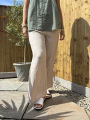 Stone Wide Leg Trousers Margot