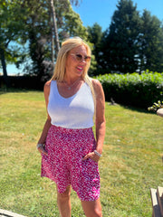 Lipstick Pink Ditsy Floral Shorts Lyra