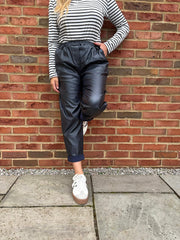 Navy Coated Trousers Sasha