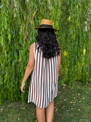 White Striped Sleeveless Dress Tiana