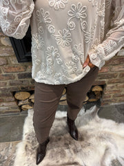 Stone Textured Floral Mesh Top Imogen