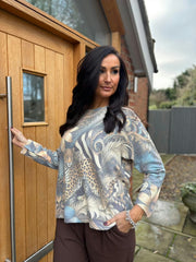 Grey Animal Floral Soft Knit Kim