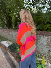 Neon Pink Striped Knit Pamela