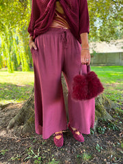 Wine Wide Leg Pull on Silvia Trousers