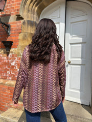 Wine Pattern Stripe Shimmer Top Freya
