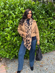 Camel Double-Breasted Short Coat