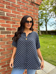 Navy Polka Dot Top Everly