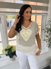 Gold Heart Net Top Rue