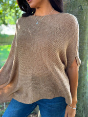 Camel Asymmetric Cosy Knit Fran
