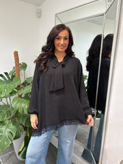 Black Pussy Bow Blouse Ellis