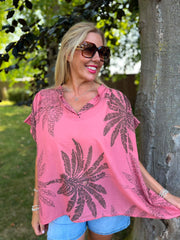 Coral Palm Leaf Top Millie