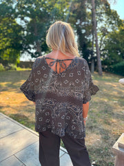 Chocolate Bubble Cotton Paisley Top Kimberly
