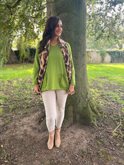 Pistachio Fringed Pocket Knit Ruth