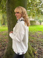 Winter White Checked Trim Sweat Top Iris