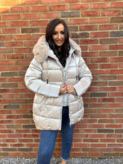 Stone Luxury Puffer Coat Maxine
