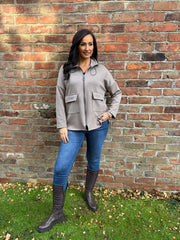 Mocha Drawstring High Neck Jacket Kinsey