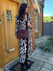 Mocha Multi Print Longline Dress Briella