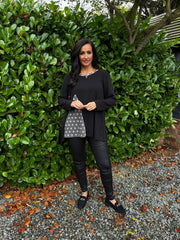 Black Geometric Knit Top Danielle