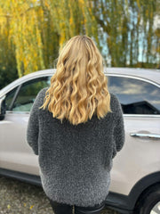 Charcoal Shimmer V Neck Knit Seren