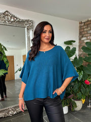 Teal Reverse Seam Round Neck Diana