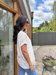 White Lace Tassel Hem Top Georgia