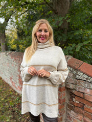 Stone Striped Roll Neck Knit Rachel