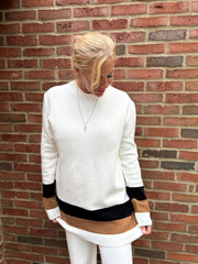 Winter White Striped Trim Knit Ophelia