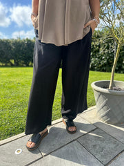 Black Sparkle Wide Leg Pull On Trousers