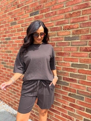 Chocolate Shorts Leisure Set Amber