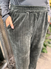 Khaki Chenille Textured Trousers Mia